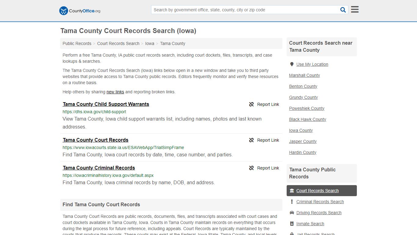 Tama County Court Records Search (Iowa) - County Office