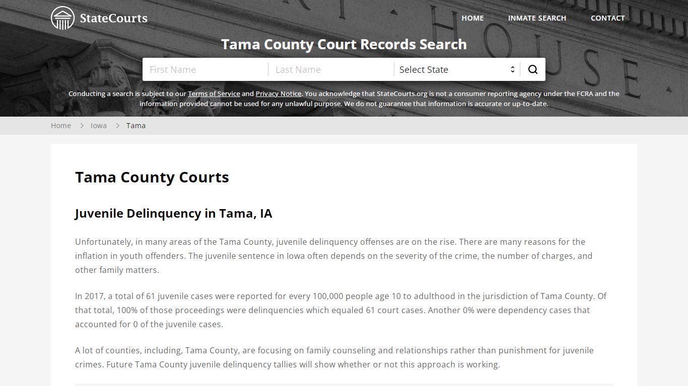 Tama County, IA Courts - Records & Cases - StateCourts