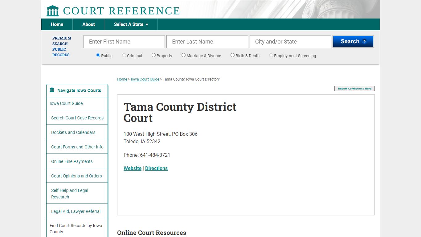 Tama County District Court - Courtreference.com